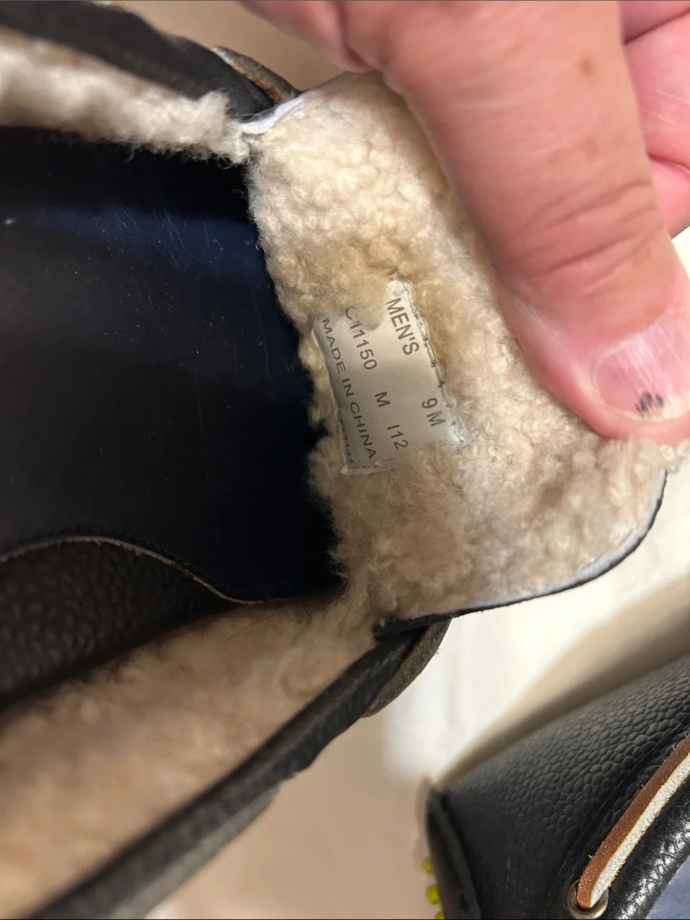Cole Haan Black Leather Shearling-Lined Driving Moccasins with Brown Lace